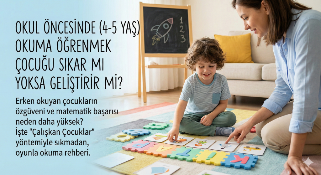 okul öncesi 4-5 yaş oyunla okuma öğrenen mutlu çocuk ve hikaye kartları